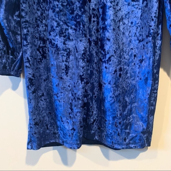 NWT ASOS Blue Velvet Balloon Long Sleeve Bodycon V-Neck Mini Dress Size 4 - Picture 11 of 13